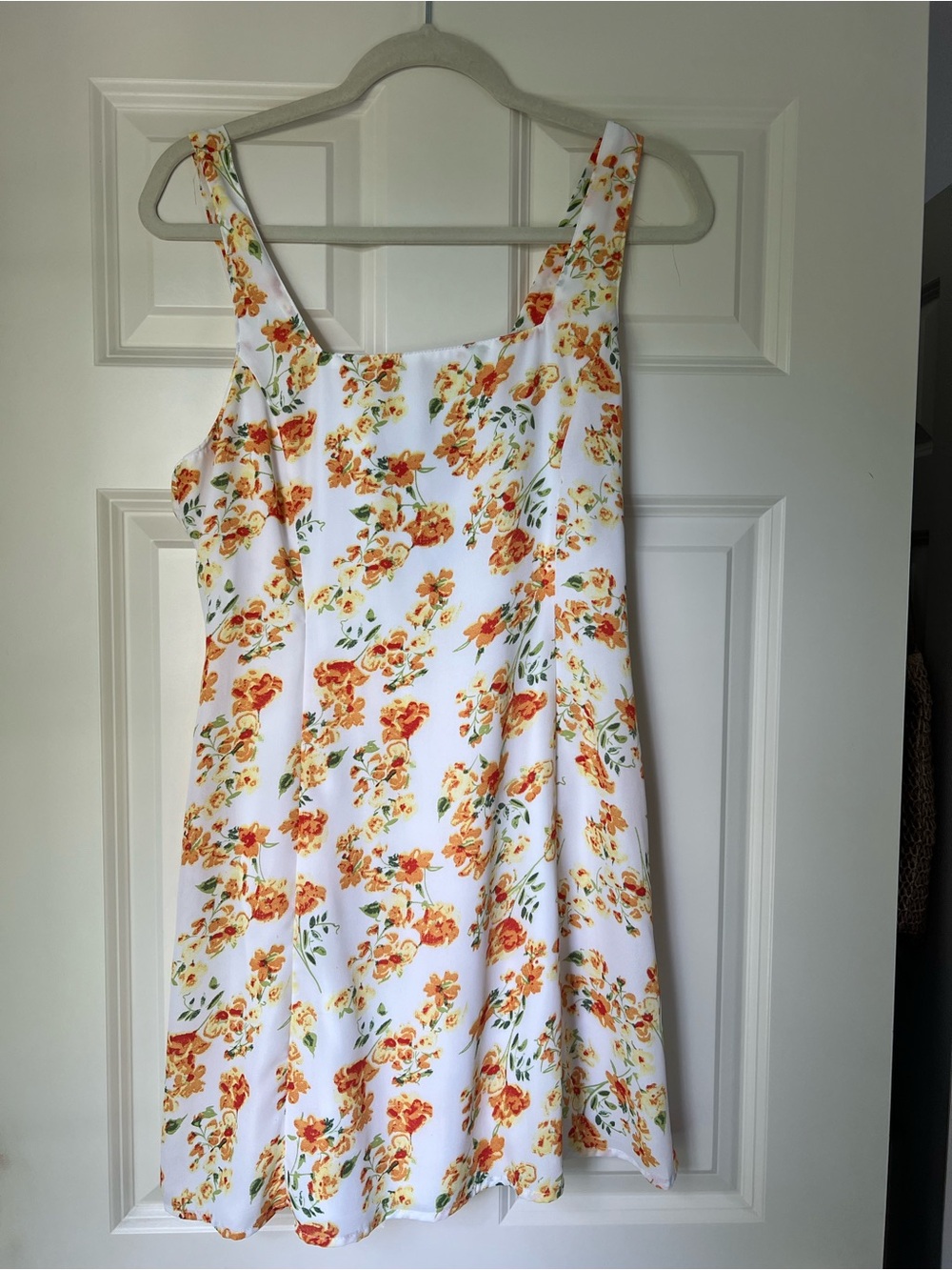 Lulus White Floral Sundress with Orange & Yellow Blooms